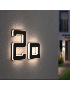 Número para casa con luz LED solar y recargable a 2