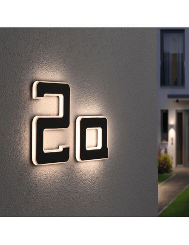 Número para casa con luz LED solar y recargable a ambiente