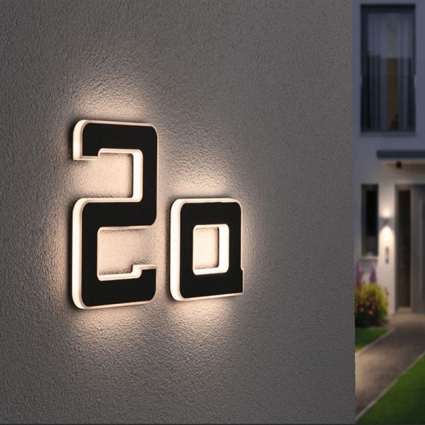 Número para casa con luz LED solar y recargable a ambiente