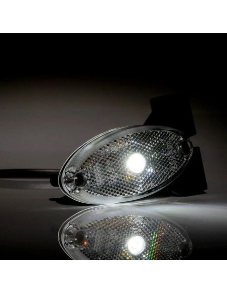 Luz marcadora LED FT-061 BI e CI - branca ou vermelha com refletor e suporte lateral angular, 12-36V