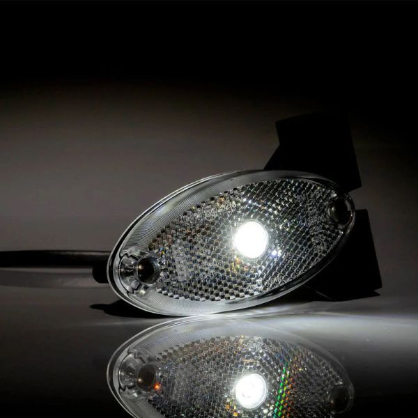 Luz de Gálibo LED FT-061 BI y CI – Blanco o Rojo con Reflector y Soporte Lateral Angular, 12-36V