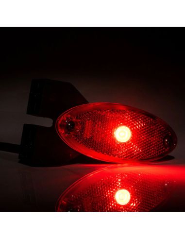 Luz marcadora LED CI FT-061 - vermelha com refletor e suporte lateral angular, 12-36V