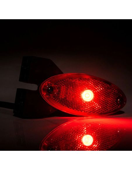 Luz marcadora LED CI FT-061 - vermelha com refletor e suporte lateral angular, 12-36V