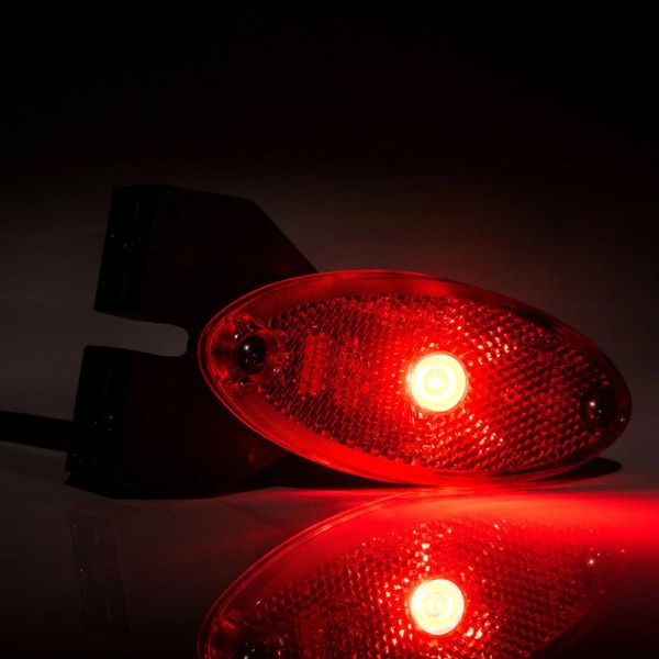Luz de Gálibo LED FT-061 CI – Rojo con Reflector y Soporte Lateral Angular, 12-36V