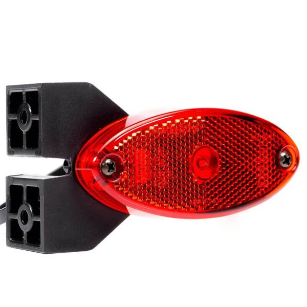 Luz de Gálibo LED FT-061 CI – Rojo con Reflector y Soporte Lateral Angular, 12-36V