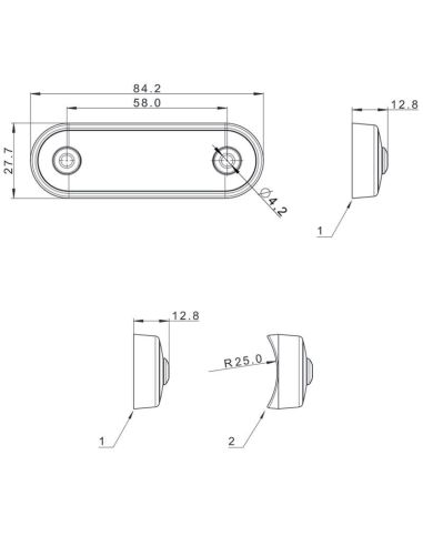 Medidas Piloto LED Galibo Dual FT-073 BZ – Luz Blanca y Amarilla con Cambio de Color, 12-36V Fristom