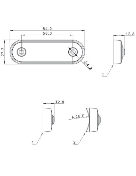 Feu de position LED FT-073 BZ DARK – Double changement de couleur blanc-jaune, 12-36 V