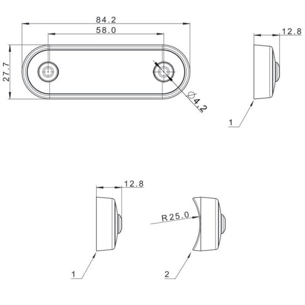 Medidas Luz de Gálibo LED FT-073 BZ DARK – Cambio de Color Dual Blanco-Amarillo, 12-36V