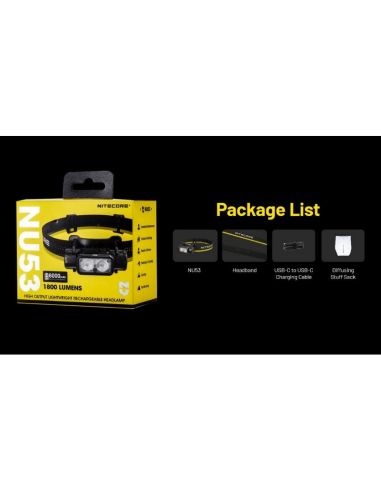 Linterna Frontal LED NU53 NITECORE 2000Lm Recargable USB-C | LeonLeds