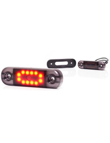 Lámpara de Posición LED W275.2 BLACK - Ámbar, Blanca, Roja - 12V/24V. 12 LEDs Visibles Rojo