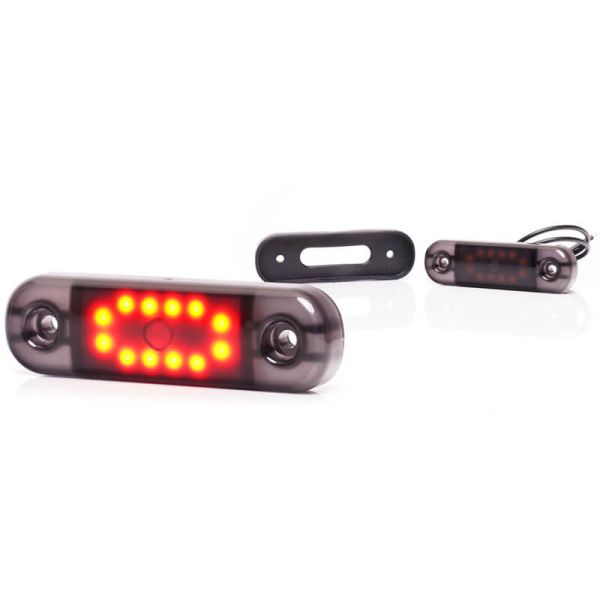 Lâmpada de Posição LED W275.2 PRETA - Âmbar, Branca, Vermelha - 12V/24V. 12 LEDs vermelhos visíveis