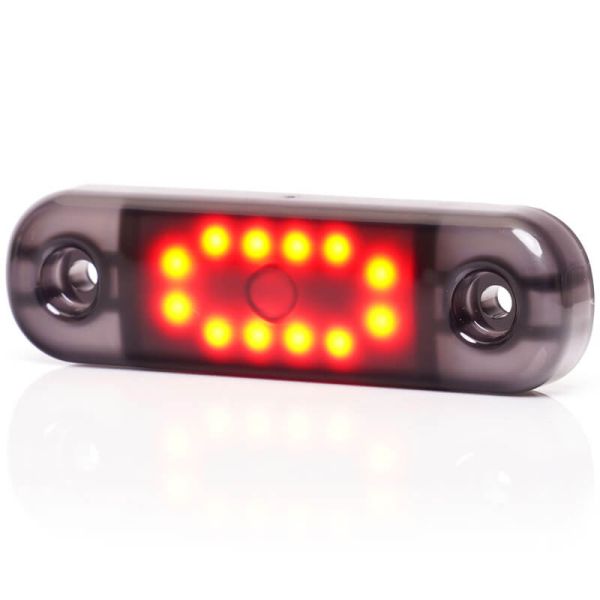 Lámpara de Posición LED W275.2 BLACK - Ámbar, Blanca, Roja - 12V/24V. 12 LEDs Visibles Rojo