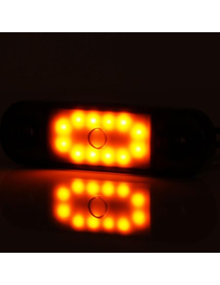 Feu de Position LED W275.2 NOIR - Ambre, Blanc, Rouge - 12V/24V. 12 LED ambrées visibles