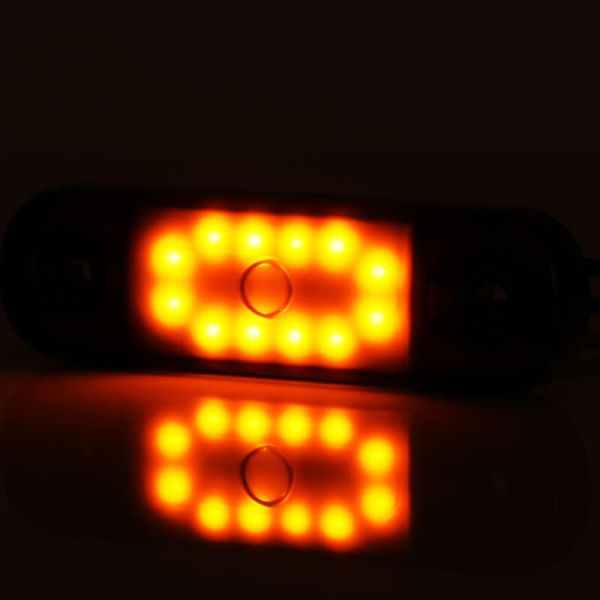 Feu de Position LED W275.2 NOIR - Ambre, Blanc, Rouge - 12V/24V. 12 LED ambrées visibles