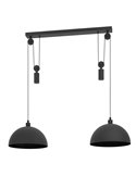 Lámpara de colgar industrial, 2xE27 ajustable en altura individualmente, negra, WINKWORTH 1