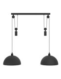 Lámpara de colgar industrial, 2xE27 ajustable en altura individualmente, negra, WINKWORTH 1