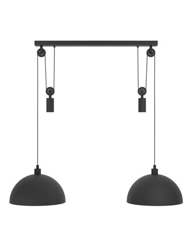 Lámpara de colgar industrial, 2xE27 ajustable en altura individualmente, negra, WINKWORTH 1