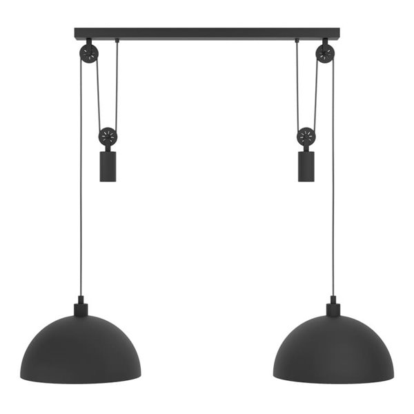 Lámpara de colgar industrial, 2xE27 ajustable en altura individualmente, negra, WINKWORTH 1