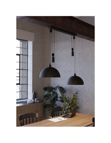 Lámpara de colgar industrial, 2xE27 ajustable en altura individualmente, negra, WINKWORTH 1
