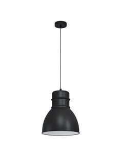 Lámpara colgante de acero negro e interior blanco, EBURY 1xE27 estilo New Nordic