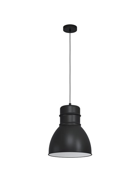Lámpara colgante de acero negro e interior blanco, EBURY 1xE27 estilo New Nordic