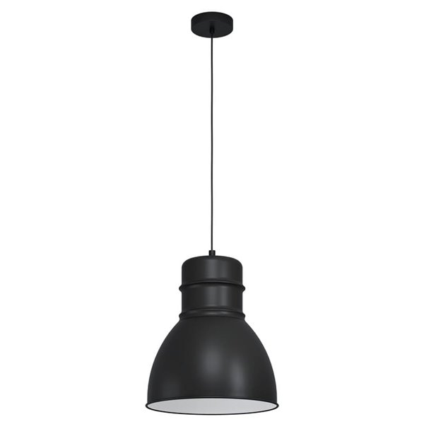Lámpara colgante de acero negro e interior blanco, EBURY 1xE27 estilo New Nordic