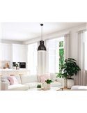 Lámpara colgante de acero negro e interior blanco, EBURY 1xE27 estilo New Nordic