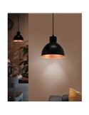Lámpara colgante de acero negro con interior en cobre  Ø21cm TRURO 1, 1xE27