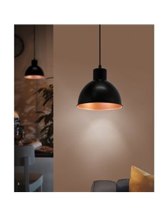 Lámpara colgante de acero negro con interior en cobre  Ø21cm TRURO 1, 1xE27 2