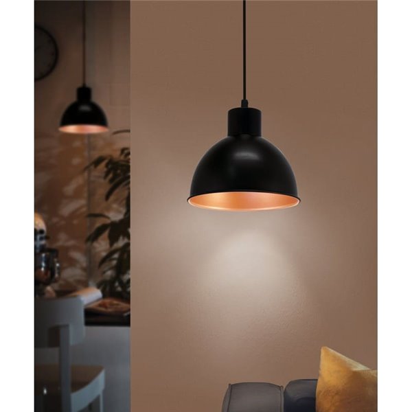 Lámpara colgante de acero negro con interior en cobre  Ø21cm TRURO 1, 1xE27