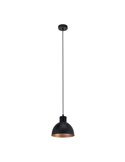 Lámpara colgante de acero negro con interior en cobre  Ø21cm TRURO 1, 1xE27