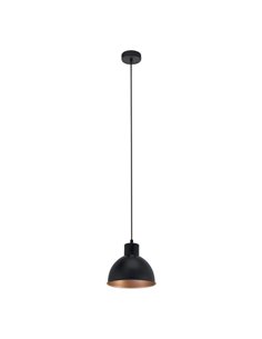 Luminária pendente em aço preto com interior em cobre Ø21cm TRURO 1, 1xE27