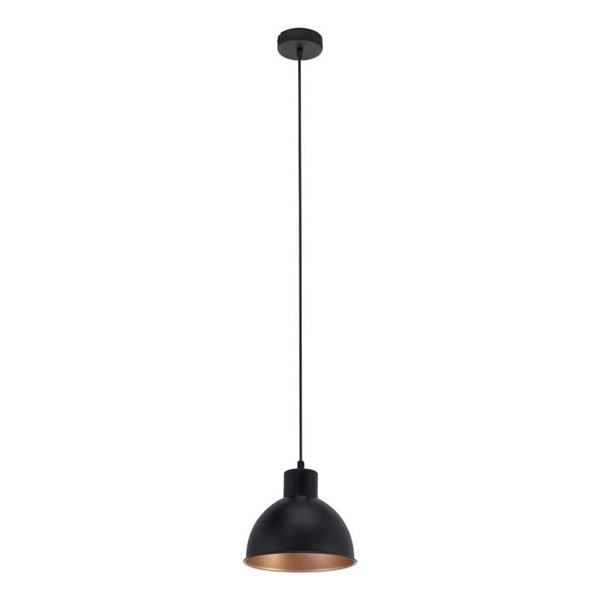 Luminária pendente em aço preto com interior em cobre Ø21cm TRURO 1, 1xE27
