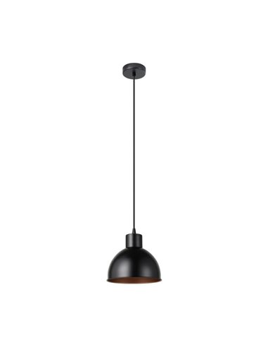 Luminária pendente em aço preto com interior em cobre Ø21cm TRURO 1, 1xE27