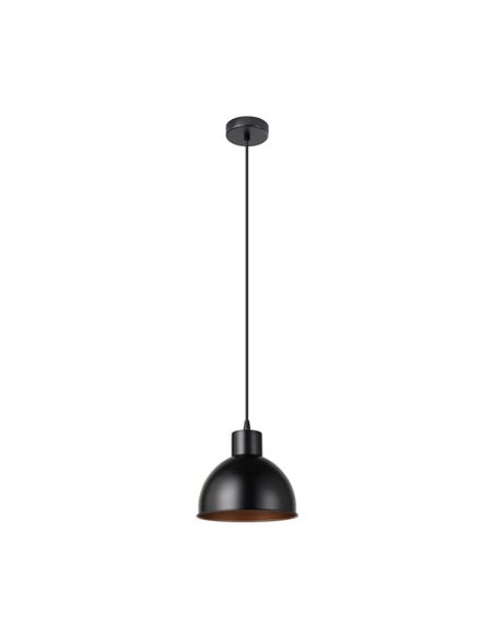 Lámpara colgante de acero negro con interior en cobre  Ø21cm TRURO 1, 1xE27