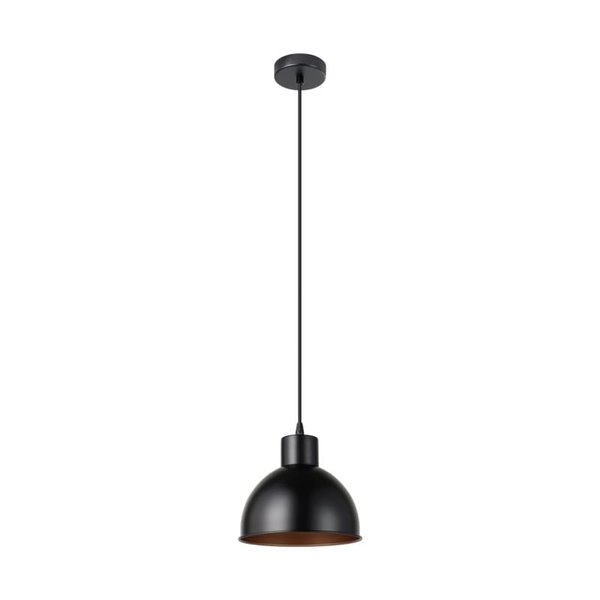 Luminária pendente em aço preto com interior em cobre Ø21cm TRURO 1, 1xE27