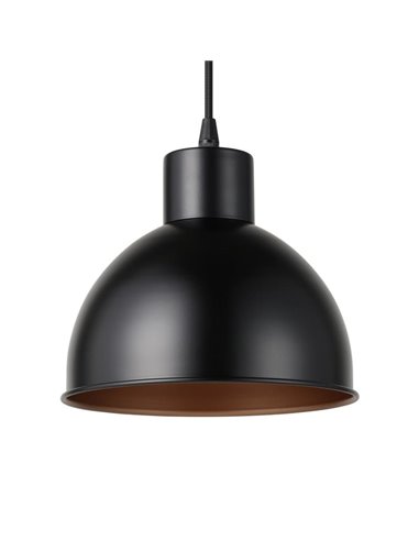 Luminária pendente em aço preto com interior em cobre Ø21cm TRURO 1, 1xE27