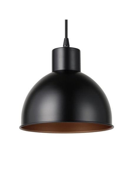 Lámpara colgante de acero negro con interior en cobre  Ø21cm TRURO 1, 1xE27