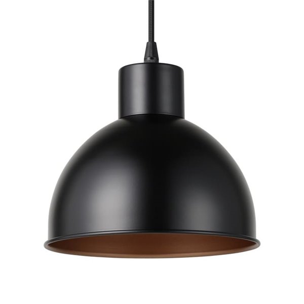 Luminária pendente em aço preto com interior em cobre Ø21cm TRURO 1, 1xE27