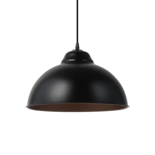 Luminária pendente em aço preto com interior em cobre Ø37cm TRURO 2, 1xE27