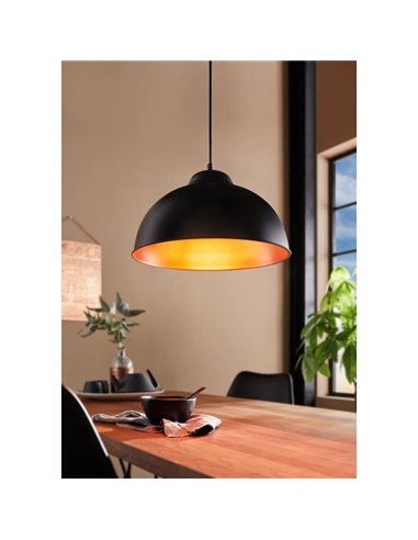 Lámpara colgante de acero negro con interior en cobre  Ø37cm TRURO 2, 1xE27