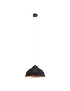 Luminária pendente em aço preto com interior em cobre Ø37cm TRURO 2, 1xE27