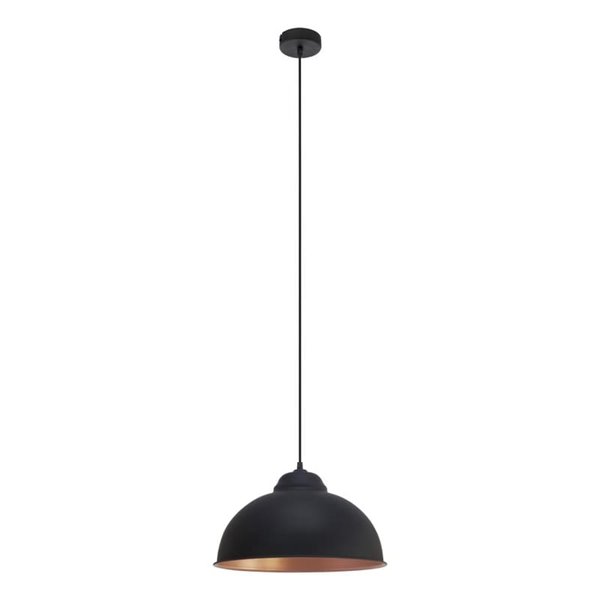 Luminária pendente em aço preto com interior em cobre Ø37cm TRURO 2, 1xE27