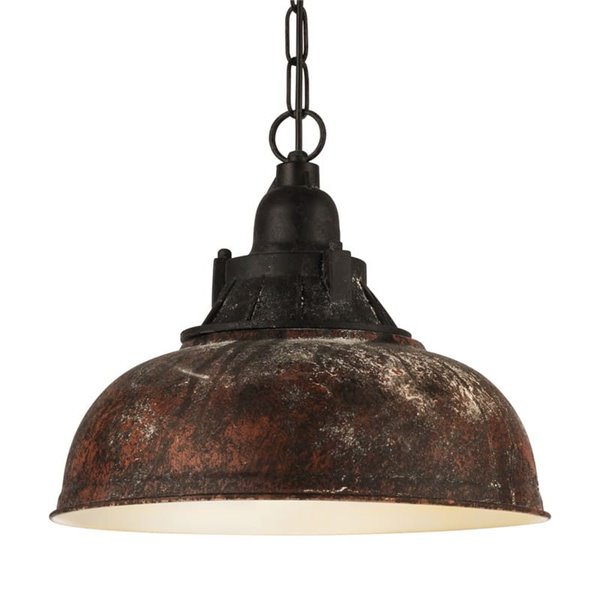 Plafonnier suspension industrielle en acier marron antique Ø37mm GRANTHAM 1 1xE27