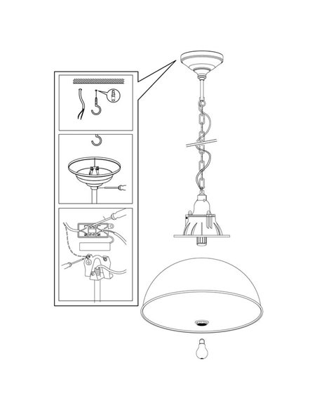 Luminária de teto industrial antiga em aço marrom Ø37mm GRANTHAM 1 1xE27