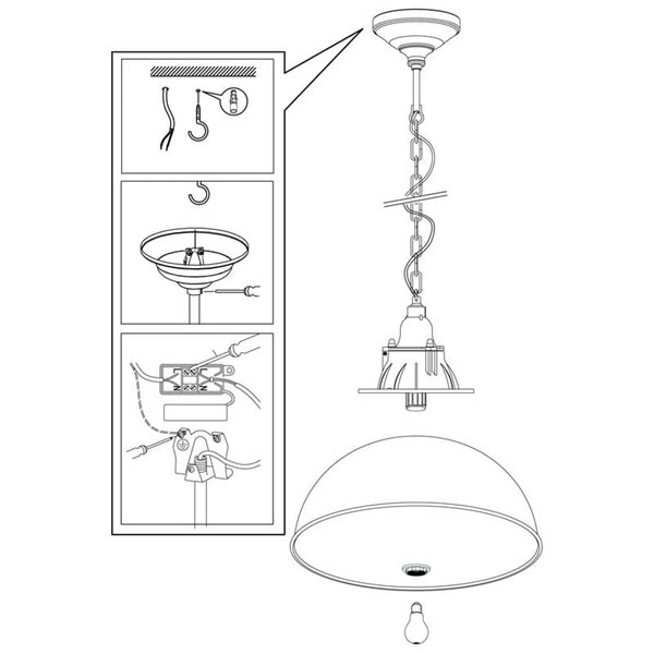 Plafonnier suspension industrielle en acier marron antique Ø37mm GRANTHAM 1 1xE27