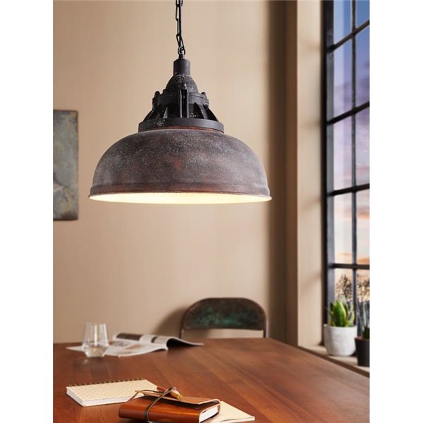 Plafonnier suspension industrielle en acier marron antique Ø37mm GRANTHAM 1 1xE27