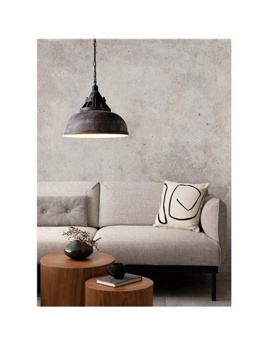 Luminária de teto industrial antiga em aço marrom Ø37mm GRANTHAM 1 1xE27