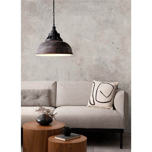 Plafonnier suspension industrielle en acier marron antique Ø37mm GRANTHAM 1 1xE27