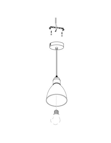 Plafonnier suspension PRIDDY 1, type industriel, cuivre antique Ø155mm 1xE27